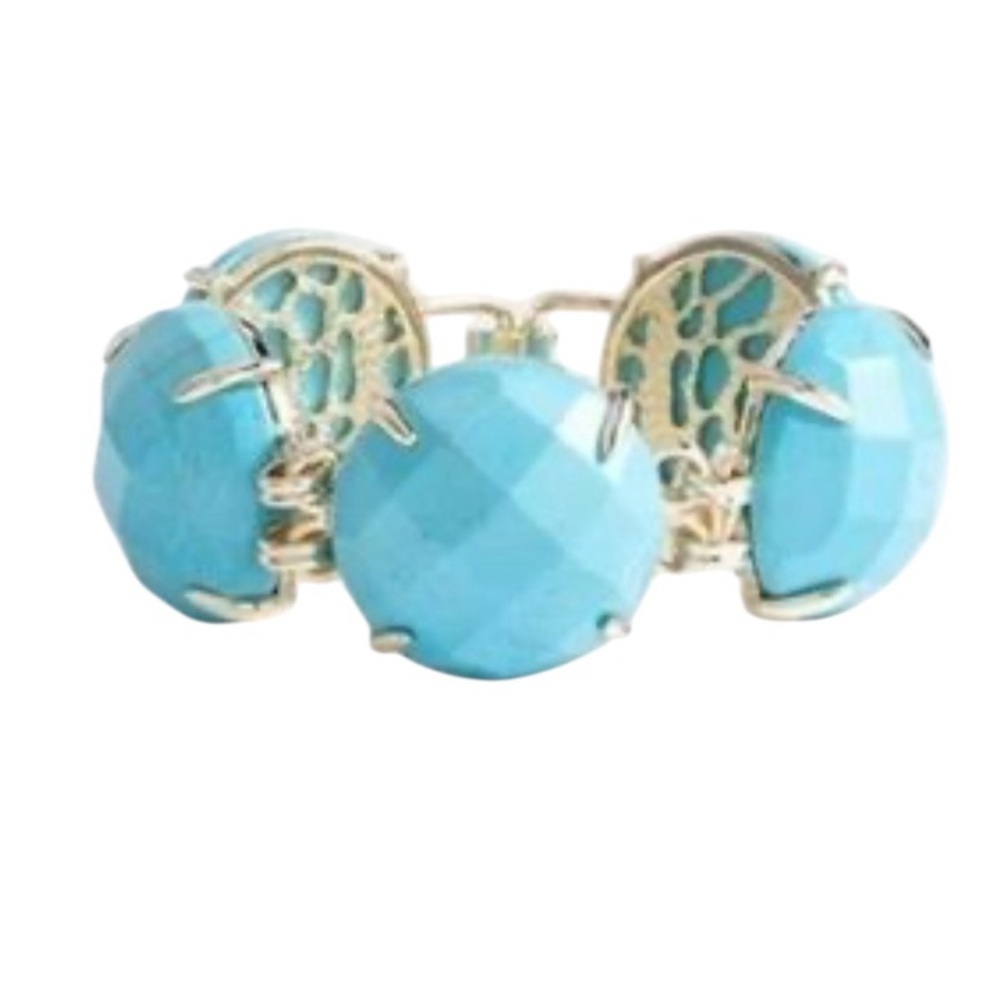 Kendra Scott Cassie Bracelet Faceted Round Statement Turquoise Gold NEW‎ $130
